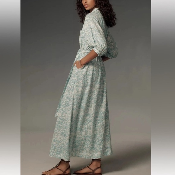 Anthropologie Maeve Button Front Belted Wrap Maxi Dress - Picture 2 of 4